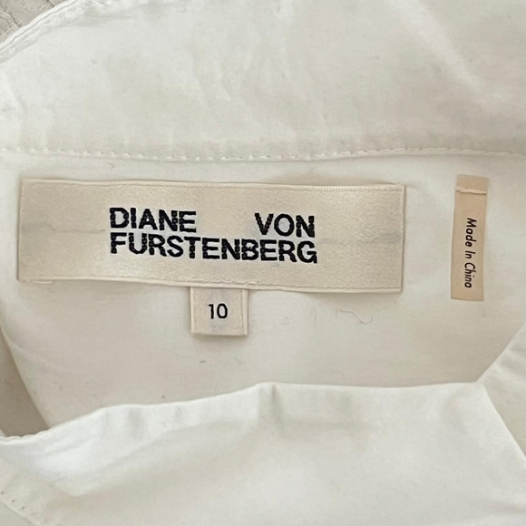 Diane von Furstberg mock collar white blouse SZ 10 - Picture 4 of 8